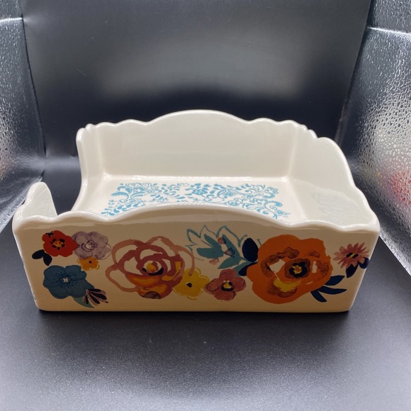 The Pioneer Woman Floral Flea Market Napkin Holder Colorful Ceramic Stoneware - Picture 3 of 9
